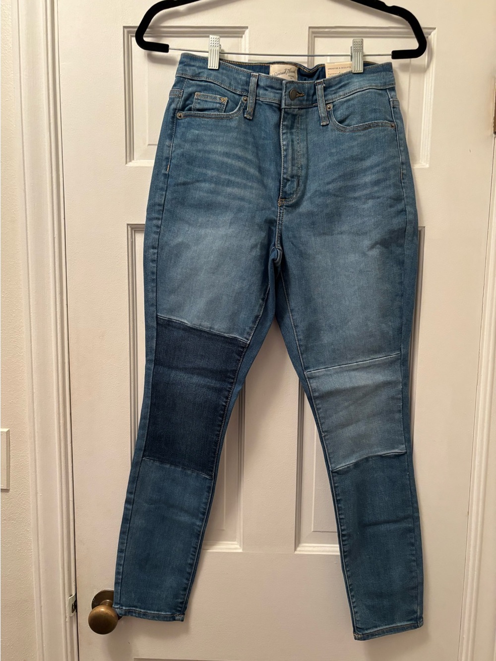 Universal Thread Two-Tone Patch High Rise Skinny Jeans - Blue 6 Reg